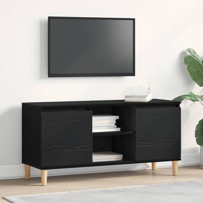 TV-kast Zwart 102 x 35 x 50 cm Bewerkt hout