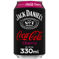 Jack Daniel&apos;s Tennessee Whiskey Mixed with CocaCola Cherry 330 ml bij Jumbo