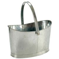 Bloempot/plantenbak zinken mand ovaal met handvat 36 x 20 x 21 cm