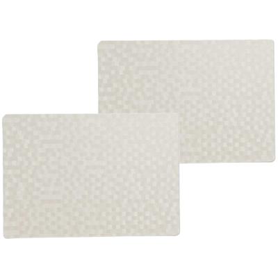 Wicotex luxe tafel placemats Stones - 12x stuks - PVC - wit - 30 x 43 cm - met anti slip - en PU coa