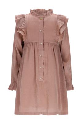 Le Chic winter jurk meisjes - bruin/rood - Skylar - ruffle