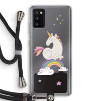 Regenboog eenhoorn: Samsung Galaxy A41 Transparant Hoesje met koord