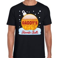 Fout kerst shirt Daddy his favorite balls bier zwart voor heren - thumbnail