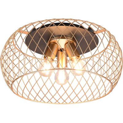 LED Plafondlamp - Plafondverlichting - Trion Tymon - E27 Fitting - 3-lichts - Rond - Mat Zwart/Goud - Aluminium