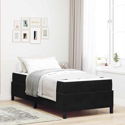 Bedframe met matras Zwart en Wit en Zwart 90 x 200 cm Fluweel