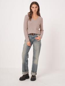 Basic V-hals trui van cashmere wolmix