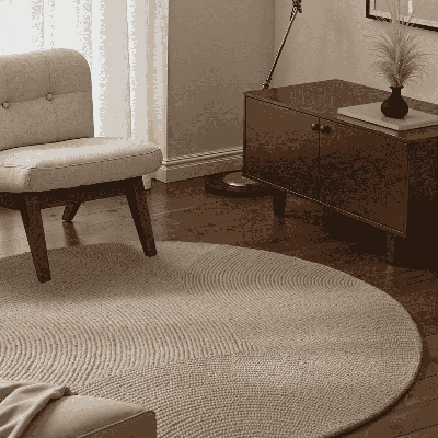 Vloerkleed Eleni Rond - Beige maat: xcm - materiaal: Wol - Dekbed-Discounter.nl