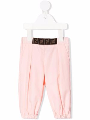 Fendi Kids pantalon à taille à logo - Rose