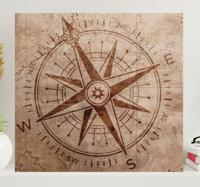 Vintage canvas schilderij Bruin vintage kompas