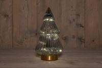 B.O.T. Tree Glass 15X28,5 cm Grey With Golden Base 10Led - Annas collection