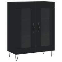 The Living Store Dressoir Klassiek - Zwart - 69.5 x 34 x 90 cm - Glas Ontwerp