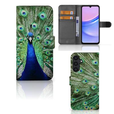 Samsung Galaxy A15 | Telefoonhoesje | Met pasjeshouder | Pauw