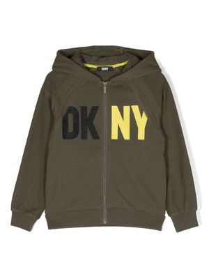 Dkny Kids hoodie zippé à logo en jacquard - Vert