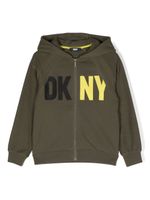 Dkny Kids hoodie zippé à logo en jacquard - Vert