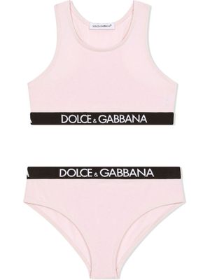 Dolce & Gabbana Kids sous-vêtements à bande logo - Rose