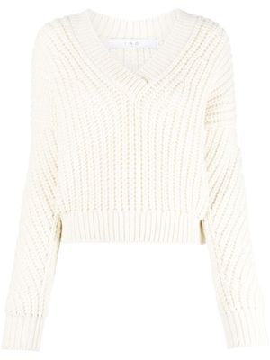 IRO pull en maille épaisse à col v - Blanc
