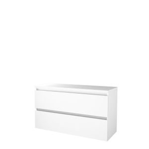 Basic-Line Start 46 badkamermeubelset - 120x46cm - greeploos - 2 lades - wastafelblad - MDF lak Ice White 1813432