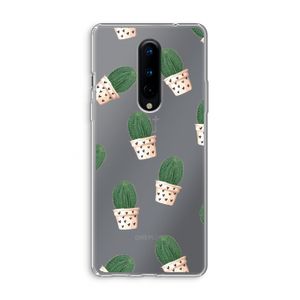 Cactusprint roze: OnePlus 8 Transparant Hoesje