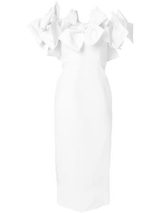 Carolina Herrera robe-bustier mi-longue à détail de nœud - Blanc