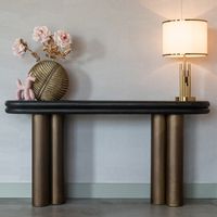 Richmond Sidetable Macaron Eikenhout en metaal, 160cm - Bruin - Ovaal - thumbnail