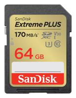 SanDisk Extreme PLUS 64 GB SDXC geheugenkaart 170 MB/s 80 MB/s UHS-I U3 V30