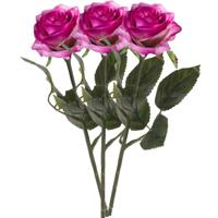 Emerald Kunstbloemen roos - rozen - Simone - fuchsia - 45 cm - decoratie bloemen