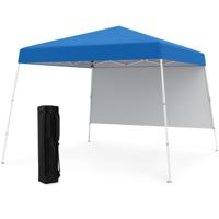 Pop-up Pavilion 3 x 3 m Vouwpaviljoen met 1 Zijwand & Draagbare Rugzak & 4 Grondankers Tuinpaviljoen Partytent voor Tuinfeest Blauw