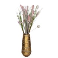 Countryfield Bloemenvaas Peggie - metaal - L19 x B19 x H41cm - metallic goud - decoratie - interieur