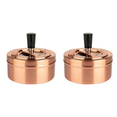 Bookwill draaiasbak / drukasbak - 2x stuks - rose goud - D11 x H6,5 cm - metaal - Terrasasbak - Stor