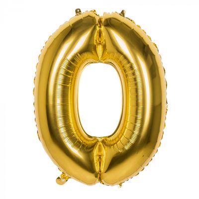 Gouden Folieballon Cijfer 0 - 86 cm