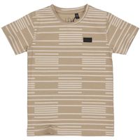 LEVV Little Jongens t-shirt - Mason - AOP taupe gestreept