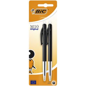 Balpen Bic M10 zwart medium blister ÃƒÆ' 2st