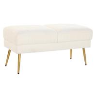Kruk DKD Home Decor 106 x 45 x 50 cm Gouden Metaal Wit