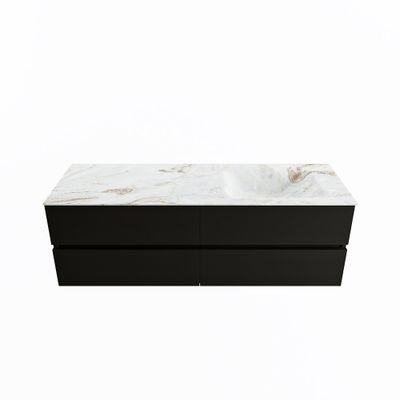MONDIAZ VICA-DLUX 150cm badmeubel onderkast Urban 4 lades. Inbouw wastafel CLOUD rechts zonder kraangat, kleur Frappe.
