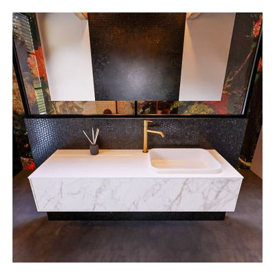 MONDIAZ ERIN 150cm badmeubel onderkast kleur carrara met 1 lade wastafel rechts 1 kraangat kleur talc