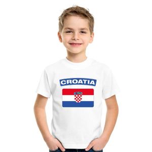 T-shirt met Kroatische vlag wit kinderen XL (158-164)  -
