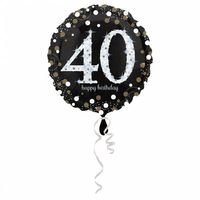 FolieBallon 40 jaar happy birthday zilver 43cm - thumbnail