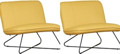 Set van 2 Gele leren industriële fauteuils zonder armleuning Smile - Toledo Leer Giallo (geel leer)