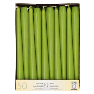 Dinerkaarsen/kandelaarkaarsen Mega pack - 50x stuks - olijfgroen - Gotisch - 25 cm