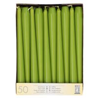 Dinerkaarsen/kandelaarkaarsen Mega pack - 50x stuks - olijfgroen - Gotisch - 25 cm