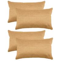 Stof Textile sierkussen Bea - 4x - camel - 30 x 50 cm - bank kussens - polyester