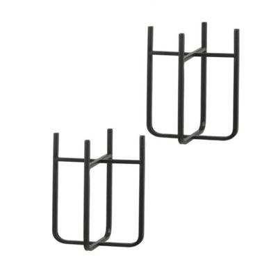 Mica Decorations - Set van 2x stuks - bloempot plantenstandaard/verhoger - zwart - H25 x B16 cm