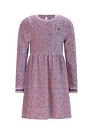 NoNo winter velvet jersey jurk meisjes - blauw - Maxim - AOP rib