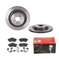 Remmenset, remschijf BREMBO, Remschijftype: Geperforeerd / Geventileerd, Inbouwplaats: Achteras: , u.a. für Mercedes-Benz