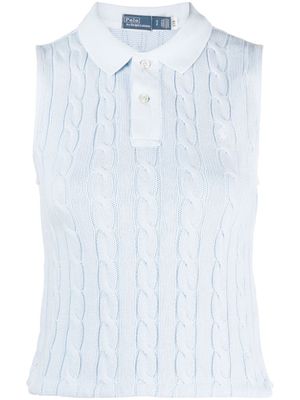 Polo Ralph Lauren haut en maille torsadée à logo - Bleu