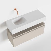 Toiletmeubel Mondiaz Andor | 80 cm | Meubelkleur Linen | Lex vrijhangend wastafel Talc Links | Zonder kraangat