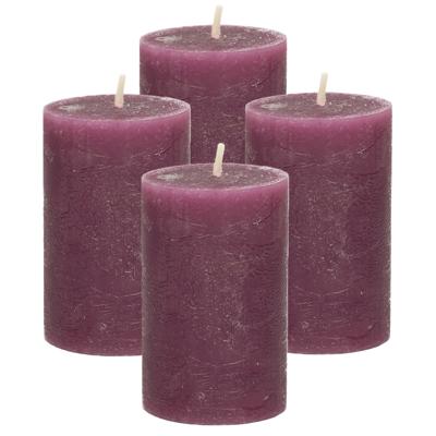 Atmosphera Stompkaars - 4x - bordeaux rood - 5 x 8 cm - klein rustiek model - cilinderkaars - kaars