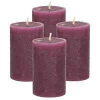 Atmosphera Stompkaars - 4x - bordeaux rood - 5 x 8 cm - klein rustiek model - cilinderkaars - kaars