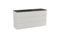 Storke Edge staand badmeubel 150 x 52 cm mat wit met Scuro asymmetrisch linkse wastafel in kwarts - thumbnail