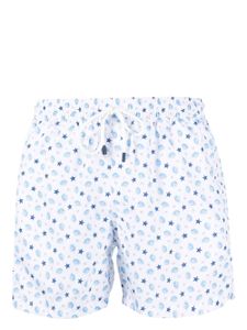 Fedeli short de bain à imprimé graphique - Blanc